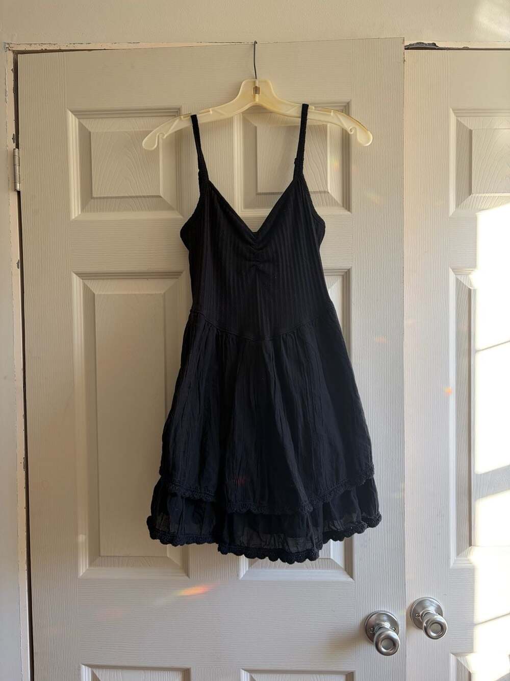 Aerie Mini Dress Size M Black Camisole Tiered Lace